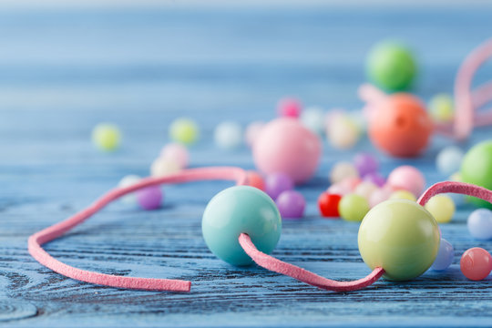 Art Of Jewerly Hobby. Making Of Beads From Few Colored Balls