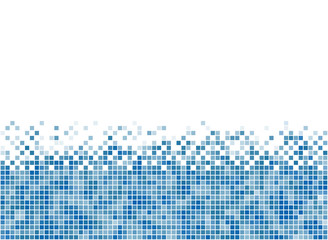 Abstract blue mosaic bottom stripe with white copy space. - 136833855