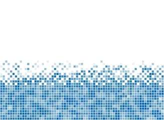 Fotobehang Abstract blue mosaic bottom stripe with white copy space. © tuulijumala