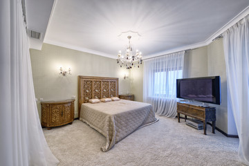 Russia,Moscow region - the interior of a bedroom in a luxury country house