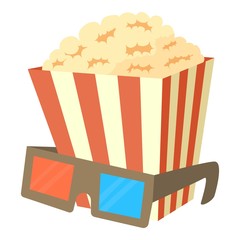 Popcorn icon, cartoon style