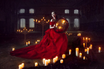 Beautiful lady with candles