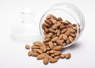 Almonds in a jar of glass