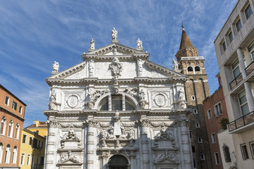 Campo San Moise and Chiesa di San Moise in Venice, Italy.