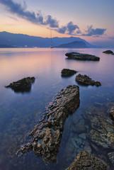Artistic sea landscape at sunset time,  Montenegro
