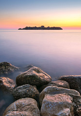 Fototapeta na wymiar Artistic sea landscape at sunset time, Montenegro