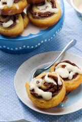 chocolate roll with glaze .selective focus.