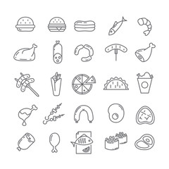 Set of vector icons with meat.