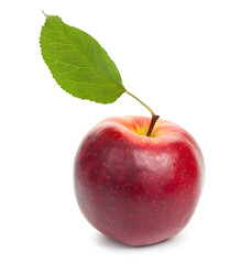 Red apple isolated on a white background, close-up.