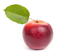 Red apple isolated on a white background, close-up.