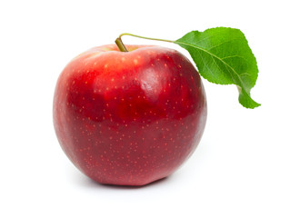Red apple isolated on a white background, close-up.