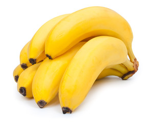 Bunch of fresh, ripe bananas isolated on white background