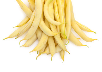 Green beans (french bean) isolated on white top view