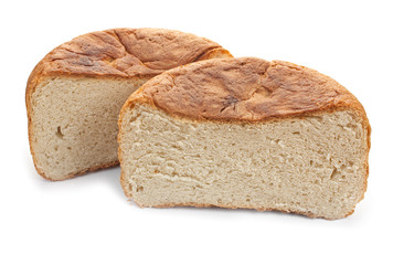 Two halves of homemade fresh bread