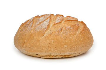 Traditional homemade french round bread isolated on a white back