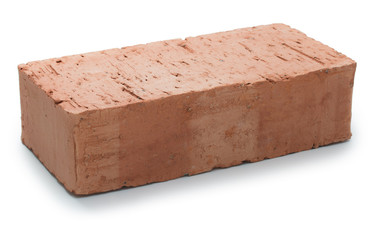 New single unused red brick isolated on white background