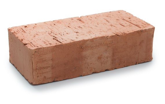 Fototapeta New single unused red brick isolated on white background