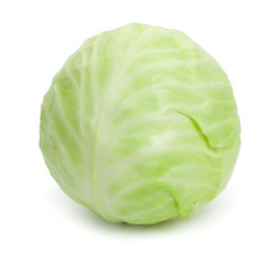 Obraz premium Fresh single green cabbage. Isolated on white background.