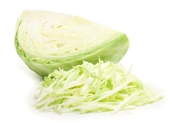 Fresh sliced green cabbage isolated isolated on a white backgrou