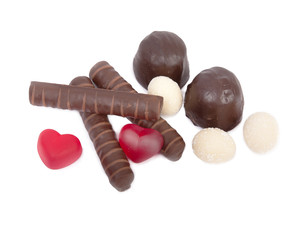 Set of different candies on a white background