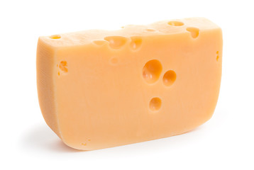 Piece of cheese isolated on a white background
