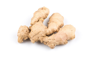 fresh ginger on white background