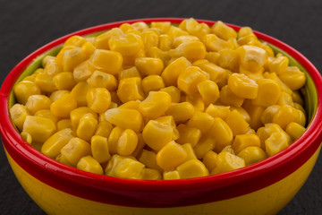 sweet canned corn in bowl