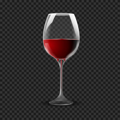 Wineglass isolated on transparent. Re wine glass on dark