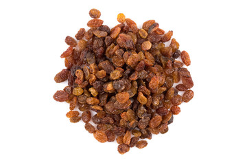 Sweet raisins on white