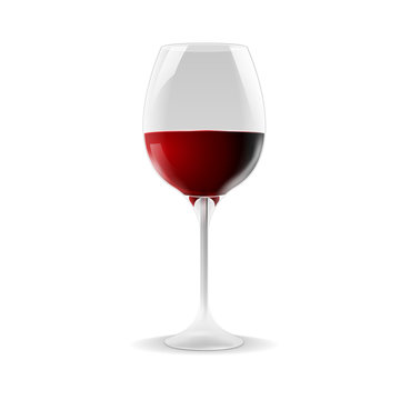 Wineglass isolated on white. Red wine glass realistic