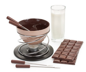 Brown fondue, for the preparation of chocolate fondue with dark
