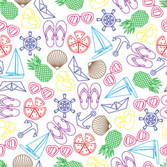 Vector illustration of seamless pattern with summer symbols