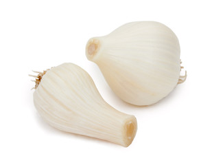Garlic isolated on white background, close-up.