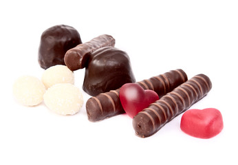 Set of different candies on a white background