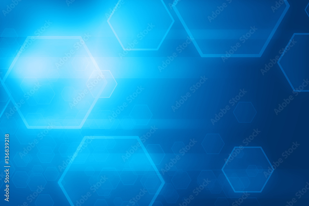 Aufkleber abstract blue hexagon and lines glowing technology background
