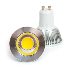 Pair of energy saving LED light-emitting diode bulbs, with socke