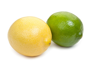 Lime and lemon isolated on white