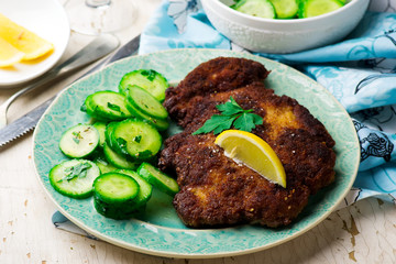 Pork Cutlets Viennese.selective focus