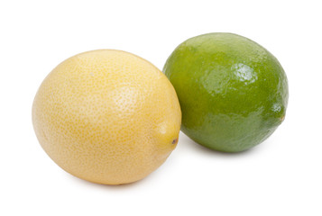 Lime and lemon isolated on white