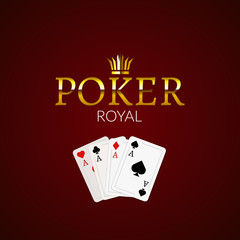 Poker casino poster logo template design. Royal golden poker room design template