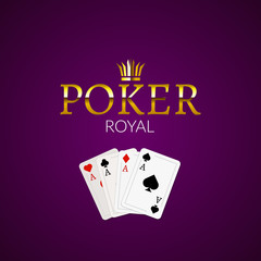 Poker casino poster logo template design. Royal golden poker room design template