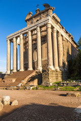 Obraz premium Rome. Italy. Temple of Antoninus and Faustina, 141. Was reworked in the Church of St. Lawrence in the XI century.