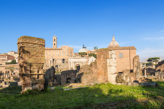 Rome, Italy. View of the ruins of the Roman Forum