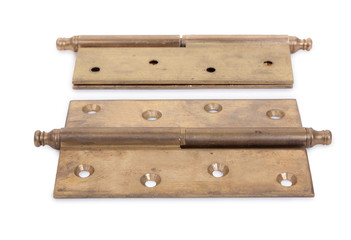 Pair of old hinges isolated on a white