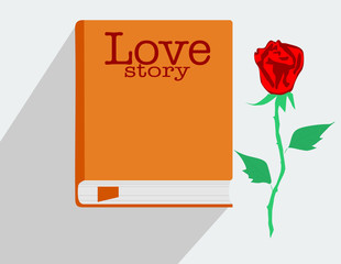 Vector icon book love story genre.