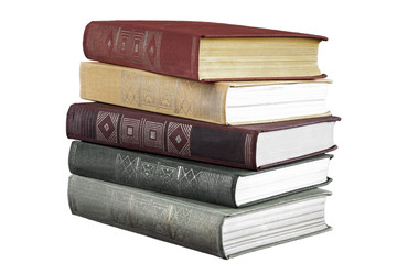 old books on a white background.