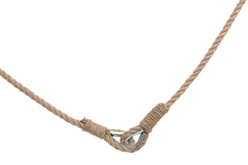 Pair of ropes with metal fasteners isolated on white background.