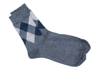 Warm woolen men socks with a pattern of rhombus, diamonds. Isola