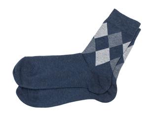 Warm woolen men socks with a pattern of rhombus, diamonds. Isola