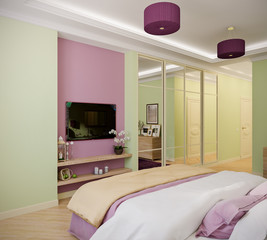 Fototapeta na wymiar Modern bedroom interior design. 3d render